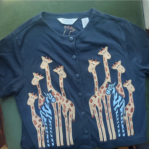 Vintage Bechamel Giraffe Cardigan Top, Size Petite M, EUC - Picture 3 of 5